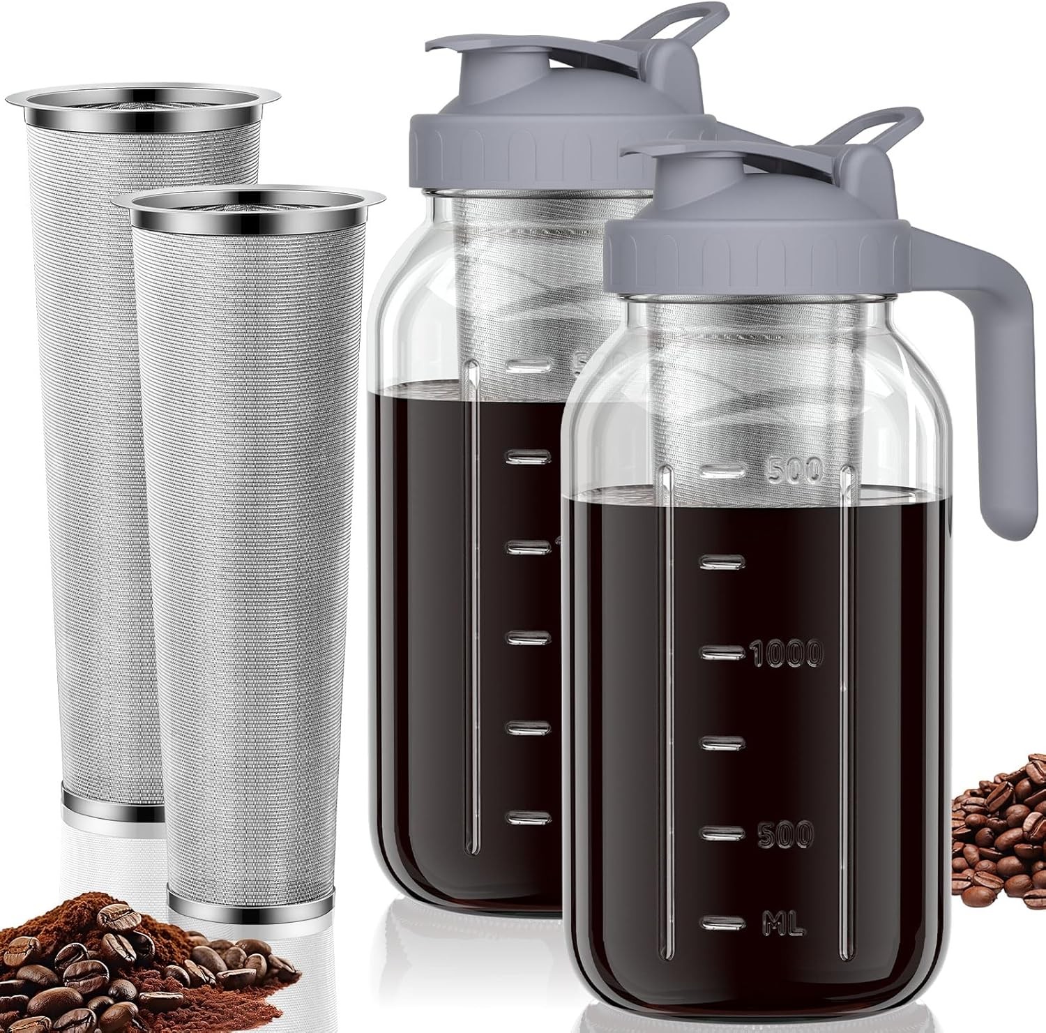 Jar - 64oz Thick Glass Multipurpose Mason Pitcher Spout L