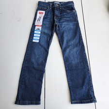 NWT Wrangler Classic Straight Blue Jeans Boys Adjastable Waist Sz 8 Slim