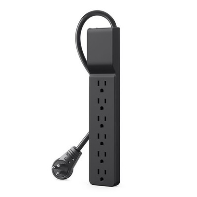 Belkin 6-Outlet Surge Protector with Rotating Plug and 6' Power Cord, Black, 3-P