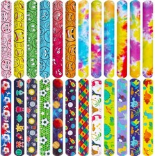 POPLAY 48PCS Slap Bracelets for Kids, Snap Bulk Tie Dye Multi