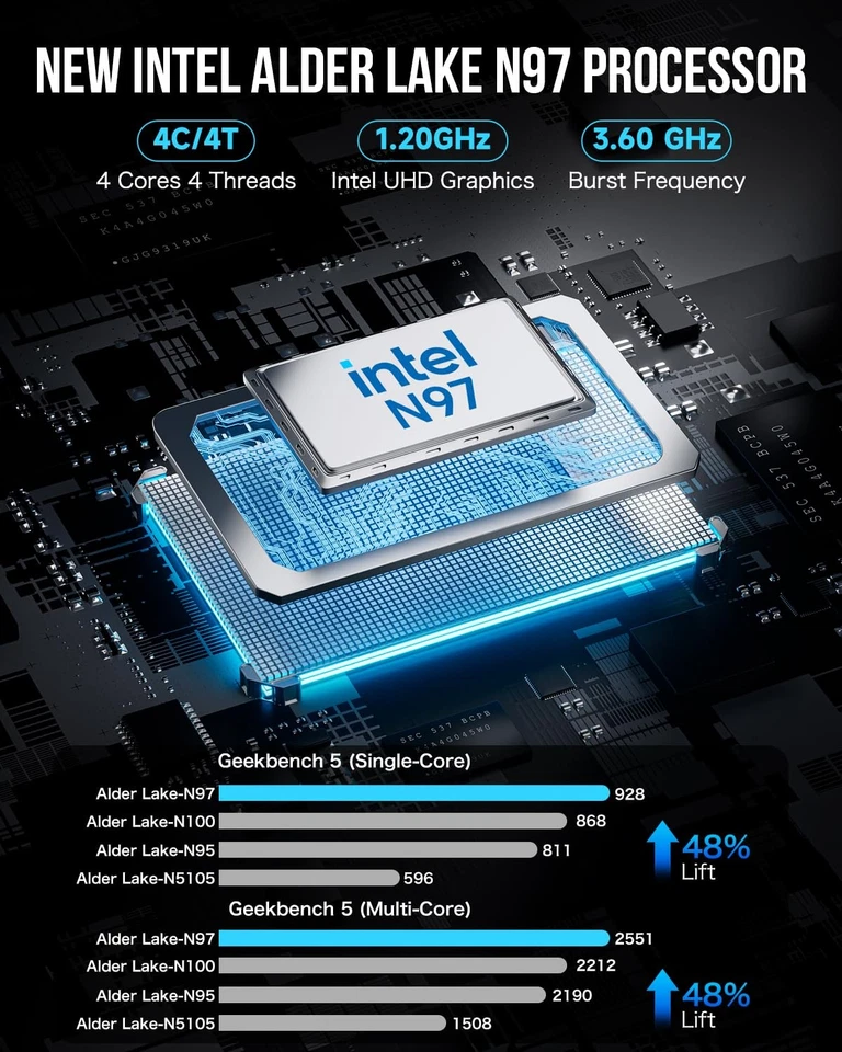 Mini PC NucBox G5, Intel 12th Gen Alder Lake N97 (up to 3.6GHz), 12GB RAM 256... - Image 3 of 4
