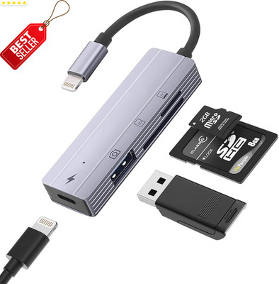 MFi Lightning to USB Camera Adapter 4-in-1 SD TF Reader for iPhone iPad - US