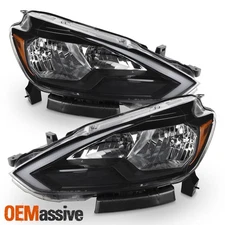 For 2016-2019 Sentra LED Tube Running Switchback Signal Halogen Black Headlights