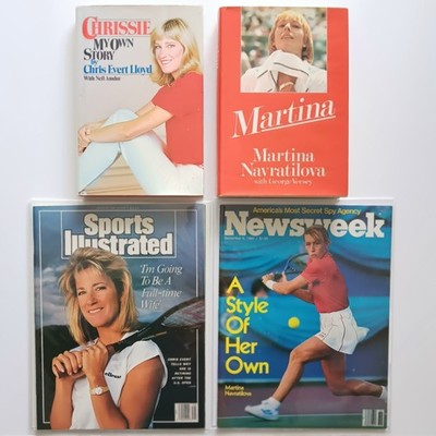 Tennis greats - Chris Evert & Martina Navratilova Book/Magazine lot (1982-1989)