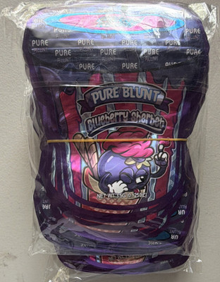 100 PCS - Pure Blunt Blueberry Sherbet Holographic Mylar Bags empty 3.5g