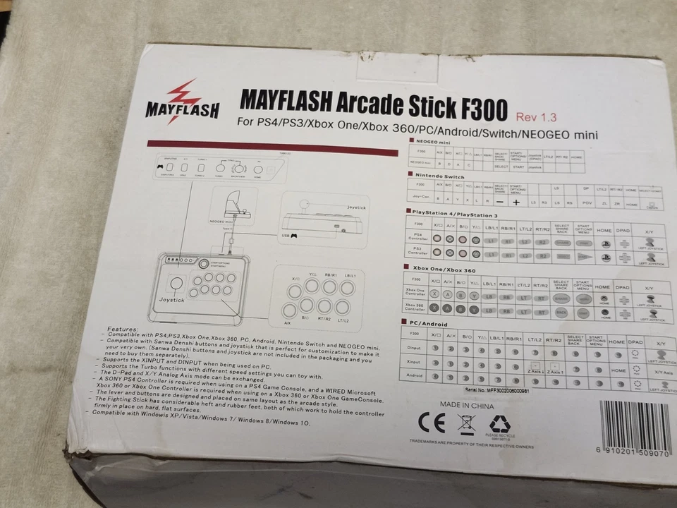 Mayflash F300 Arcade Flight Stick Joy Stick Switch/2 PS4 PS3 Xbox Series S/X NB Foto 3 de 4