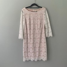 NEW Eliza J white lace 3/4 sleeve lined fitted above knee dress