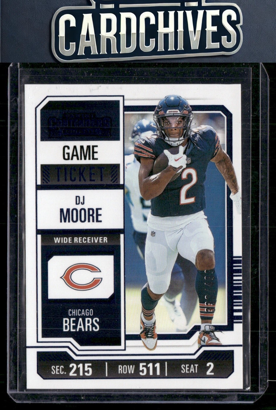 DJ Moore 2023 Panini Contenders #18 Game Ticket Blue #/499 SN
