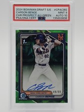 CARSON BENGE 2024 BOWMAN DRAFT CHROME GREEN 1ST ROOKIE AUTO /99 PSA 9 Q3801