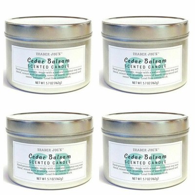4 x Trader Joe's Cedar Balsam Scented Candles 5.7oz each Lead Free