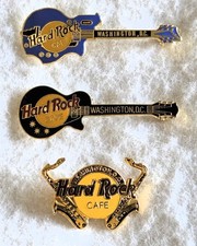3 Washington DC Hard Rock Caf&eacute; Pins Guitars Saxophones