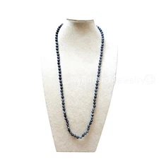 Hand-Knotted 8mm Matte Amazonite Bead Necklace 60" Long Natural Gemstone Strand