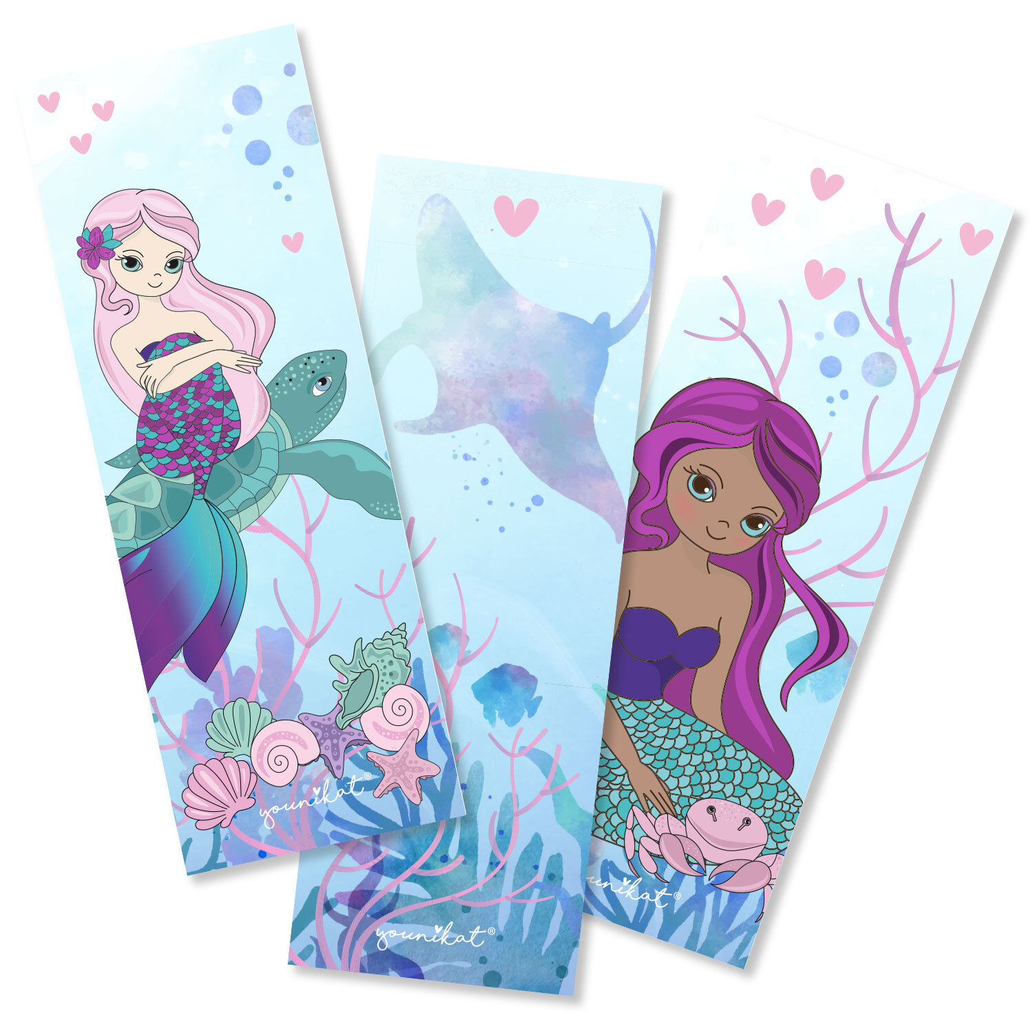 12er Set Lesezeichen für Kinder - Meerjungfrauen Motiv 5,2 x 14,8 cm I dv_1248