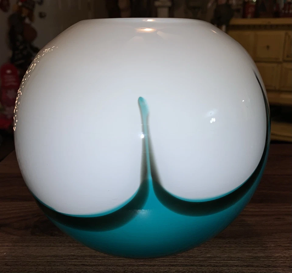Bradburn Home Blue/White 7" Glass Table Vase Glass in Blue/Green/White - Image 2 of 4
