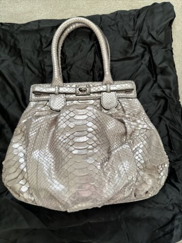 zagliani Python Skin  Hobo Bag Pearlescent Pre-owned . - Picture 1 of 11
