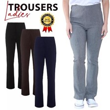 NEW WOMENS LADIES PULL ON BOOTLEG RIBBED SLIM FIT TROUSERS SMART PANTS PLUS SIZE