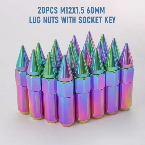 Cap Spiked Racing Wheel Lug Nuts 20PCS M12 x 1.5mm 60mm Arrow Style New - Picture 66 of 66