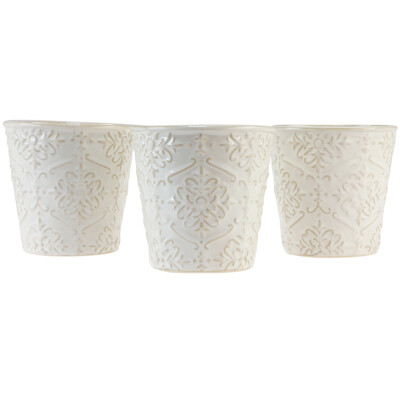 Keramik Übertopf Weiß Ø11cm H11cm 3er-Set Pflanztopf Blumentopf Hochzeit Deko,