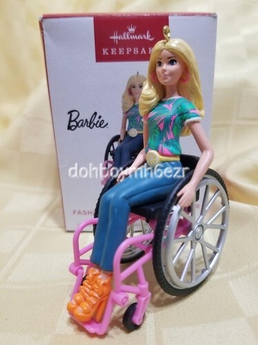 Hallmark 2023 Fashionista Barbie with Wheelchair Christmas Ornament - Picture 2 of 2