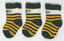 Green Bay Packers NFL 1/4 Quarter Youth Kids Socks *3 Pairs* *Toddler 3-8 Size
