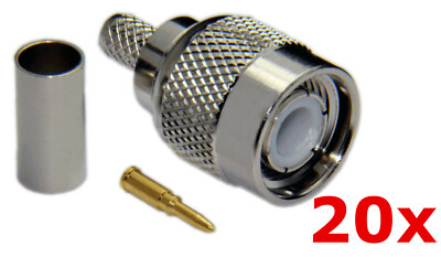 20 Pack TNC Male Plug Crimp-On Connector End RF WiFi Antenna RG58 LMR-195 Cable