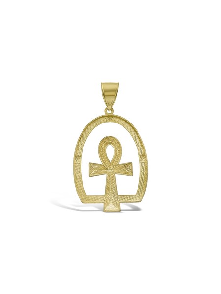 Alternate view of Egyptian Ankh Cross Pendant 10k Yellow Gold Mens Charm Inch