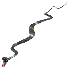 2 BLACK HUGE RUBBER SNAKES 24" REALISTIC FAKE SNAKE HISSING TONGUE, GAG GIFT