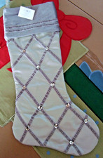 Christmas Stocking Ribbons in Victorian Diamond Pattern Silver 21   NEW