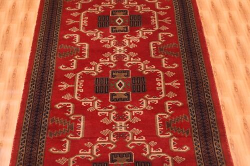 2.6x4 Hand Knotted Afghan Oriental Decorative Red Colour Traditional rug - Picture 4 of 6