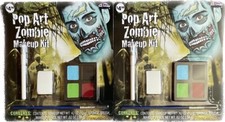 Lot 2 Male Pop Art Zombie Water Activated Makeup Kit Halloween Costume NO CREAM