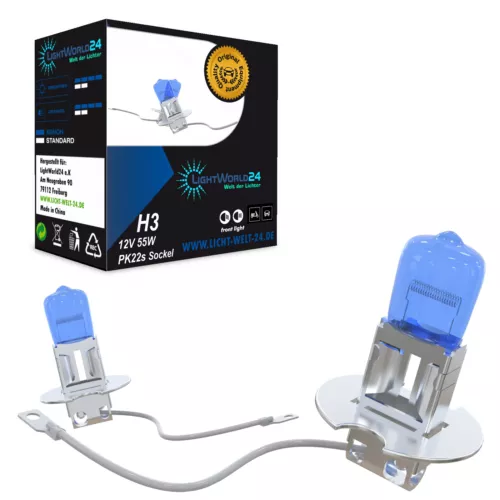 2 x H3 XENON LOOK HALOGEN LAMPEN SUPER WHITE 6000K 55W 12V BIRNE GLÜHBIRNEN