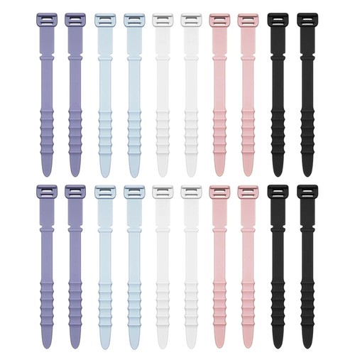 20PCS Silicone Cable Ties With Button Loop Strap Wire Cord Management Solution - 第 2/16 張圖片