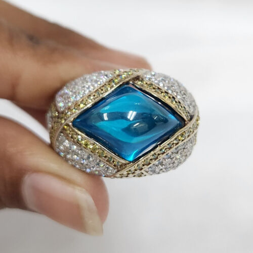 HSN Victoria Wieck 2.39Ct Blue Cabochon Sterling Dome Ring Pre-owned Jewelry