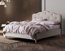 LETTO IMBOTTITO BARBARA ALLA FRANCESE L.140 IN TESSUTO  C/SENZA RETE CONTENITORE