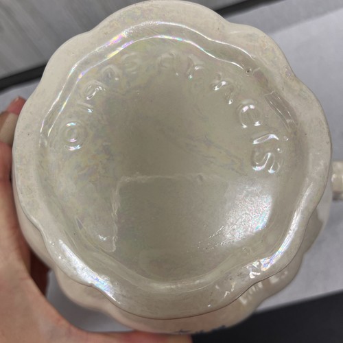 Vintage Arnel’s Pitcher and Basin Bowl Irredentist Pearl Gold Trim Blue Floral - Picture 9 of 12