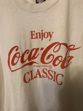 Vintage Enjoy Coca Cola Classic Mens Sz XL T Shirt White Red Screen Stars