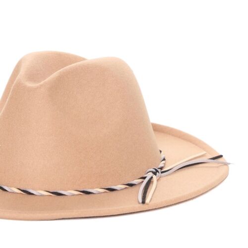 Fedora- Belt Band Men Women Felt Vintage Style Wide Brim Panama Cotton Blend New - Picture 2 of 3