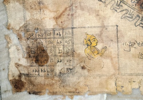 Antique Old Collectible Hindu Jain Tantric Tantra Hand Painted Cotton Cloth - Picture 5 of 8