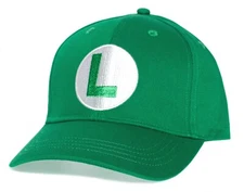 Mario Luigi Hat Embroidered Cotton Cosplay Adult Size Costume Snap Cap