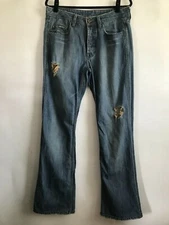 BUFFALO Men's Sz 32 Distressed Medium Wash Buttom Fly Jeans Denim Bohemian