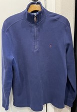 VTG Polo Ralph Lauren Pony 1/4 Zip Pullover Sweater Blue Made In Hong Kong Med