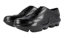 PRADA Runway Formal Sneakers Brogue Dress Shoes 2EG126 Black -  US 8 EU 41
