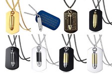ID Dog Tag + Patrone Anhänger + Kette + Gravur nach Wunsch verschiedene Modelle