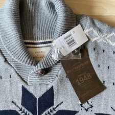 New Men  s Shawl Collar Long Sleeve Sweater Gray Size M