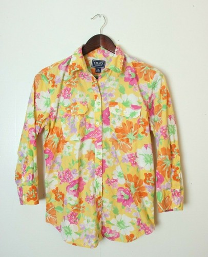 CHAPS ralph lauren Women's Medium 3/4 Sleeve Floral Shirt