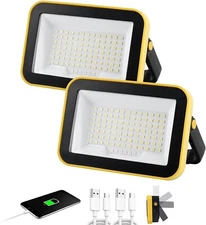 2Pack LED Battery Work Light Rechargeable Portable Flood Light for Camping