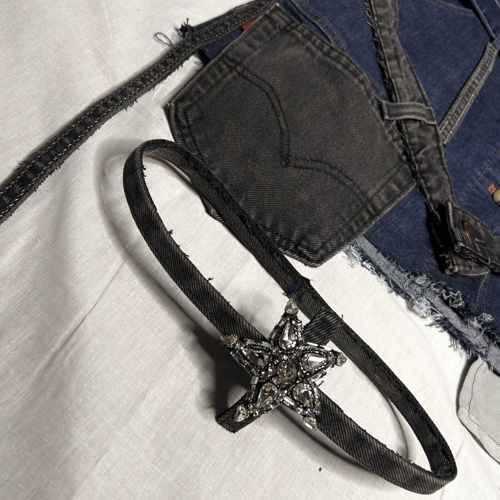 LEVI’s Vtg Mini Patchwork Denim Combat Classic Fi… - image 12