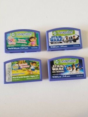 Lot of 4 Leap Frog Leapster Game Cartridges Star Wars and Dora