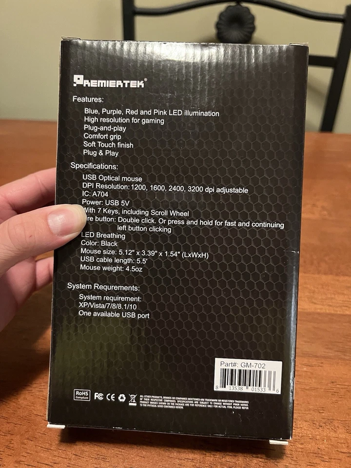 Gaming Mouse 7 Button USB Wired LED Breathing 3200 DPI Laptop PC - Image 2 of 4