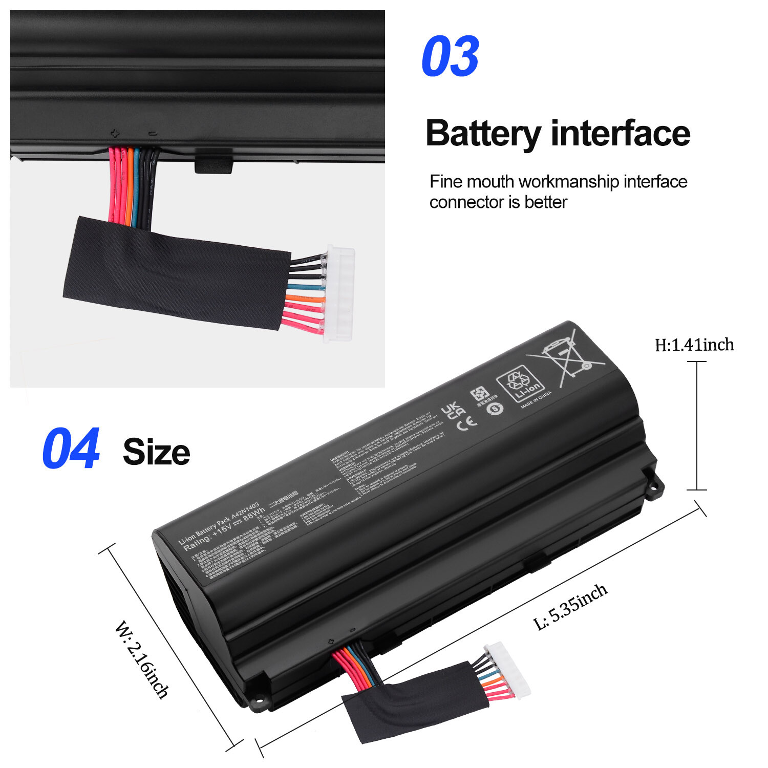 Batteria Pc Portatile Asus Batterie Green Cell Pour ASUS ROG G751 - Compatible A42N1403, 4400mAh, 15V - Haute Performance Et Sécurité Batterie A42N1403 Compatible - Foto 14